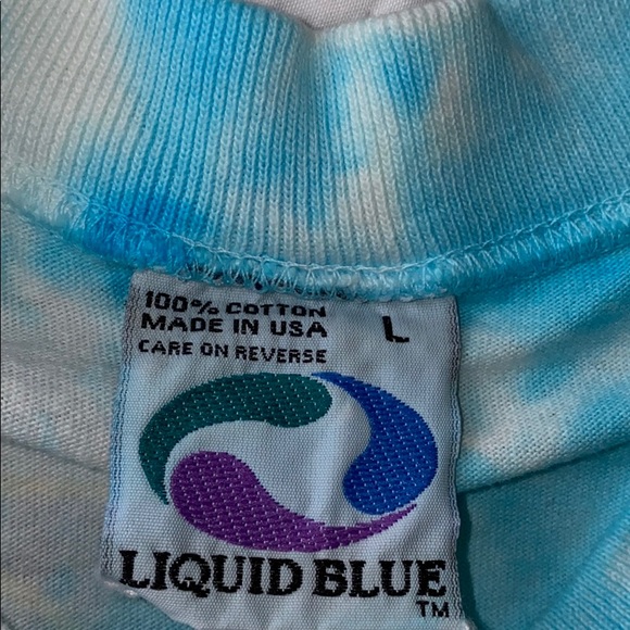 Vintage 90s Liquid Blue Tie Dye Fish T-Shirt - Picture 3 of 8